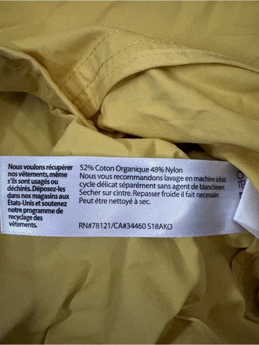 Eileen Fisher Long Anorak Windbreaker Jacket Women’s Petite S Yellow Zip Up Prep - Picture 4 of 14